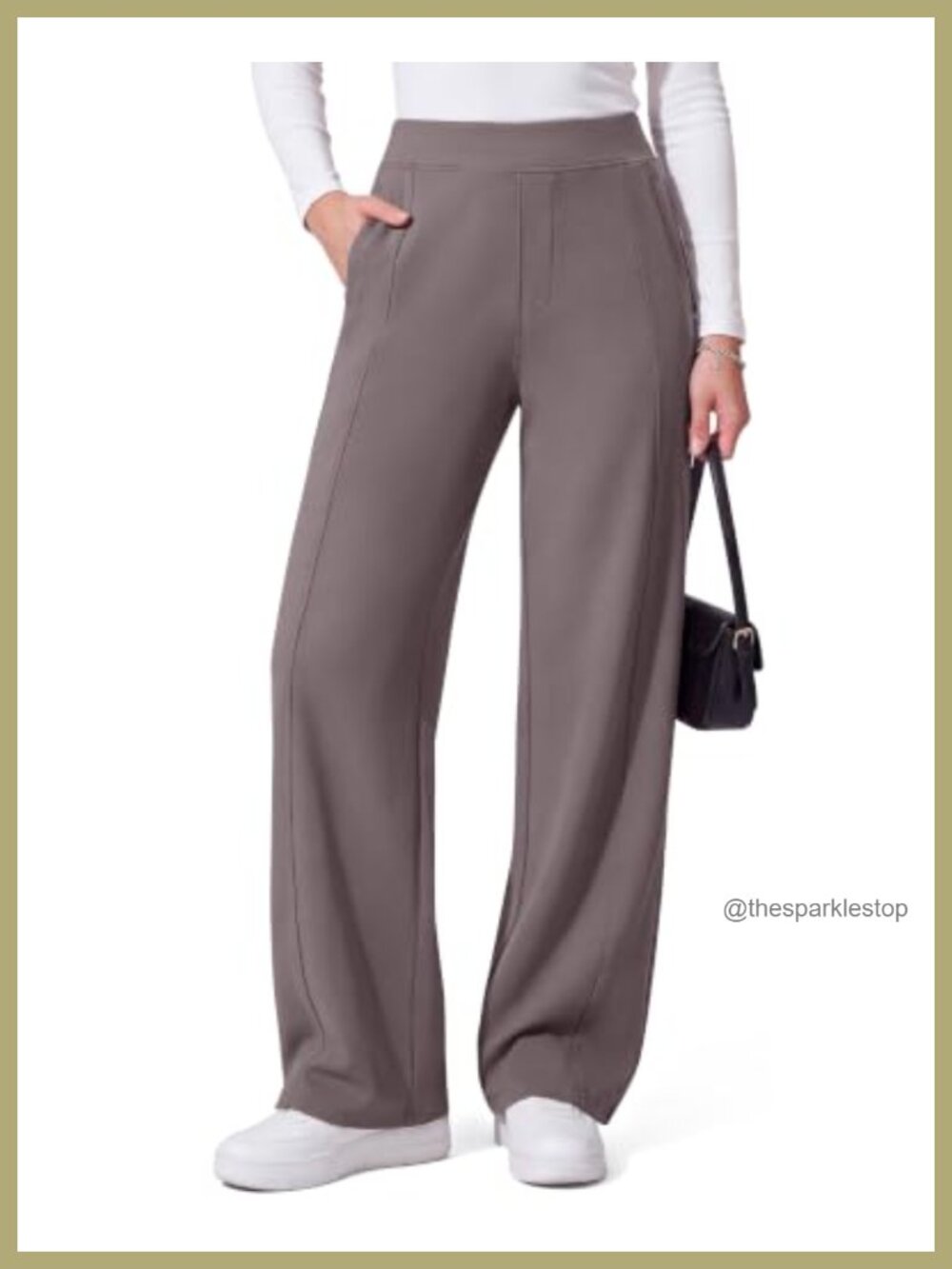 Fleece Lined Wide Leg Sweatpants Pull On High Rise Pockets